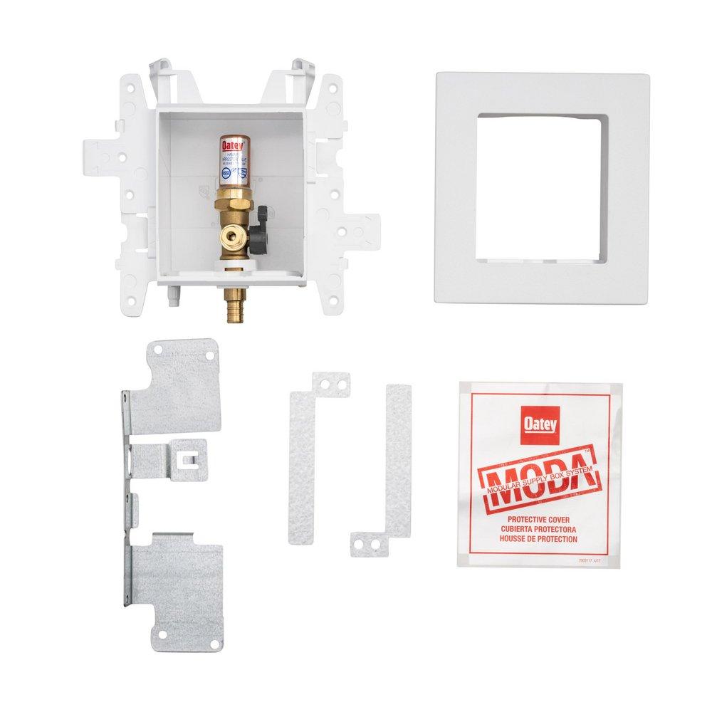 Oatey&reg; White 3-63/100 x 7-49/50 x 8-23/50 in. Ice Maker Quarter-Turn Fire Rated Supply Box 