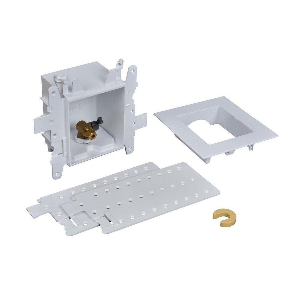 Oatey&reg; White 3-63/100 x 7-49/50 x 8-23/50 in. Ice Maker Quarter-Turn Fire Rated Supply Box 