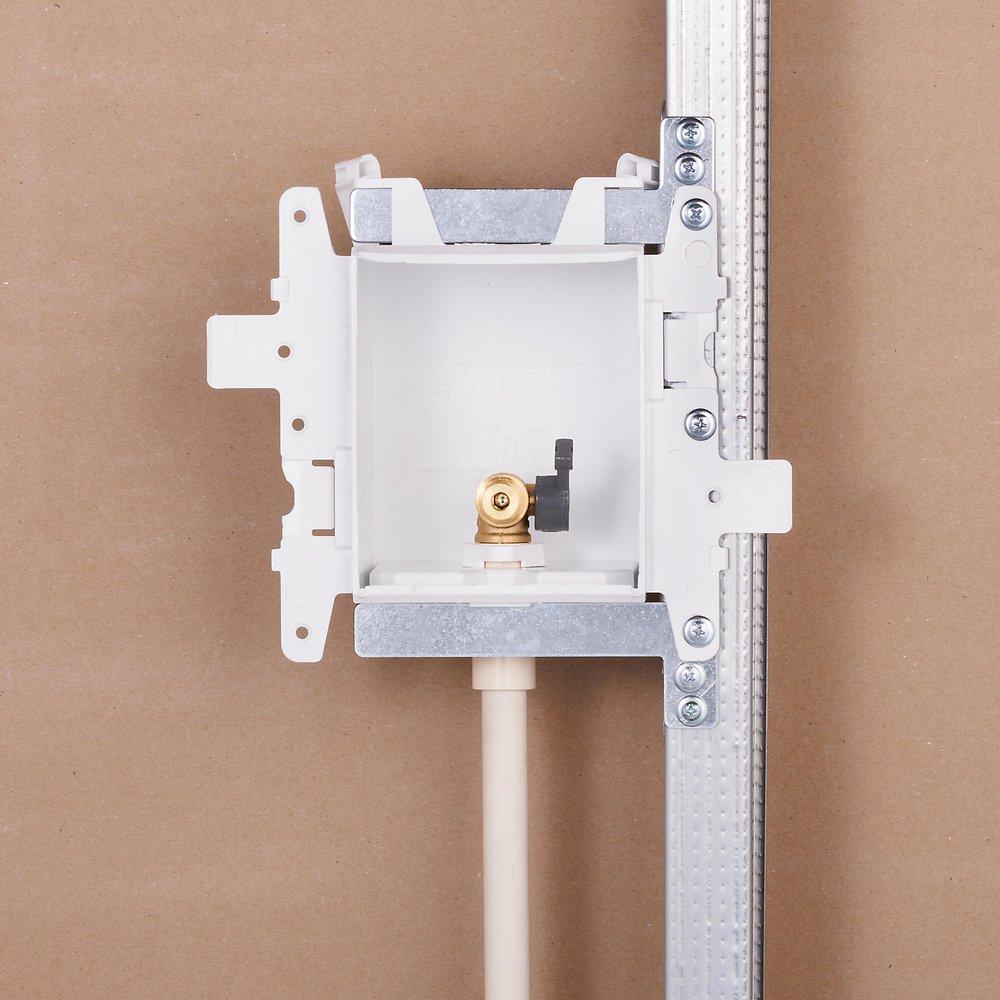 Oatey&reg; White 3-63/100 x 7-49/50 x 8-23/50 in. Ice Maker Quarter-Turn Fire Rated Supply Box 