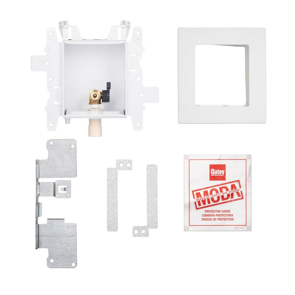 Oatey&reg; White 3-63/100 x 7-49/50 x 8-23/50 in. Ice Maker Quarter-Turn Fire Rated Supply Box 