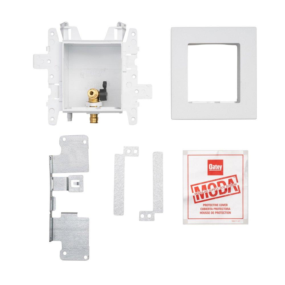 Oatey&reg; White 3-63/100 x 7-49/50 x 8-23/50 in. Ice Maker Quarter-Turn Fire Rated Supply Box 