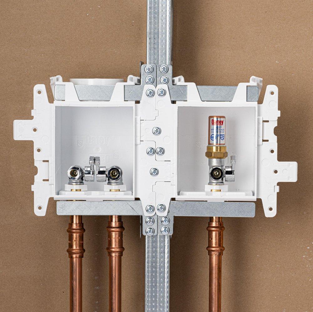 Oatey&reg; White 3-63/100 x 13-24/25 x 8-23/50 in. Kitchen Quarter-Turn Fire Rated Supply Box 