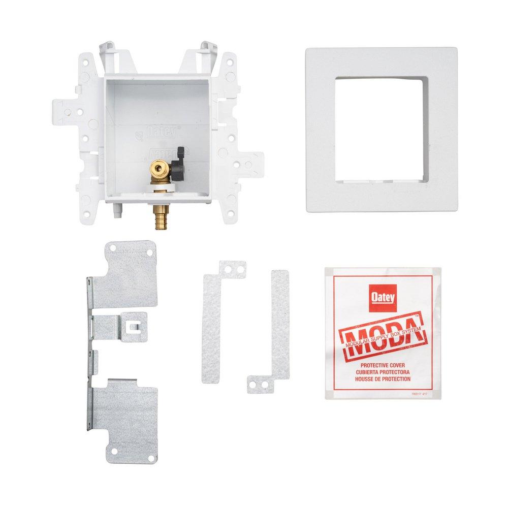 Oatey&reg; White 3-63/100 x 7-49/50 x 8-23/50 in. Ice Maker Quarter-Turn Fire Rated Supply Box 