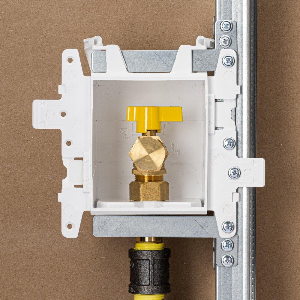 Oatey&reg; White 3-63/100 x 7-49/50 x 8-23/50 in. Gas Quarter-Turn Fire Rated Supply Box 