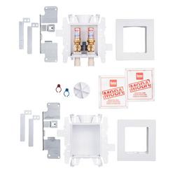 Fire-Rated 2-Valve + Standard Drain CPVC (Female) Washing Machine Supply Box with Hammer Arrestor