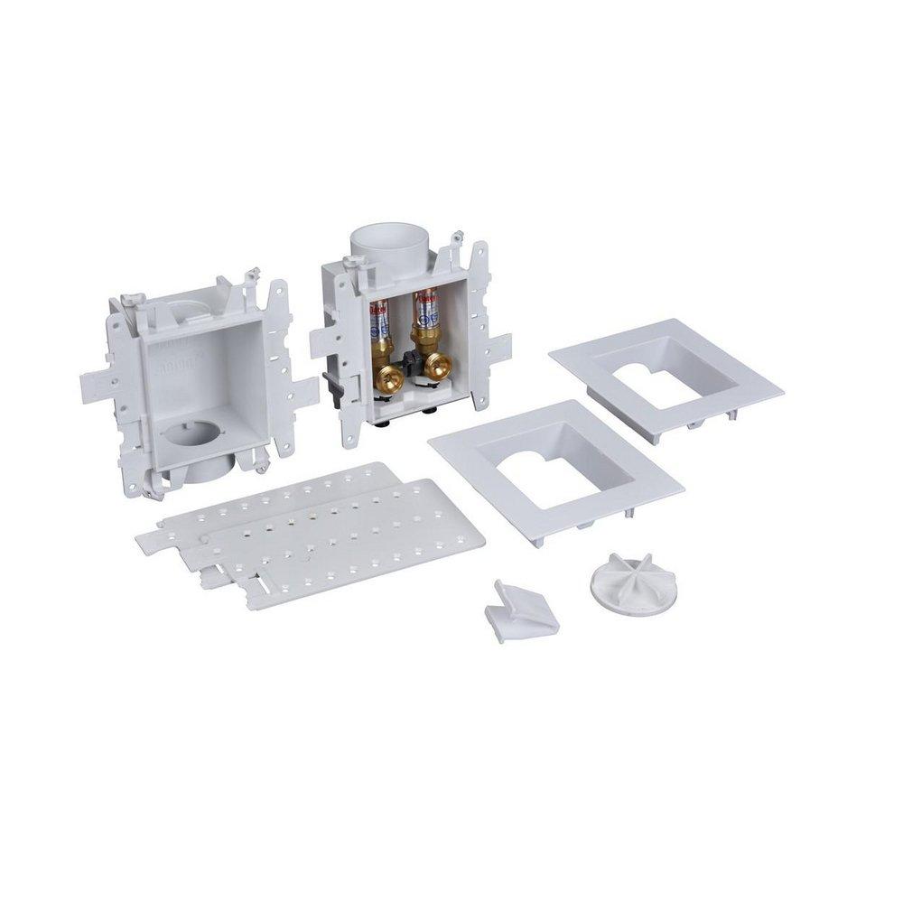 Oatey&reg; White 3-63/100 x 13-24/25 x 8-23/50 in. Washing Machine Quarter-Turn Fire Rated Supply Box 