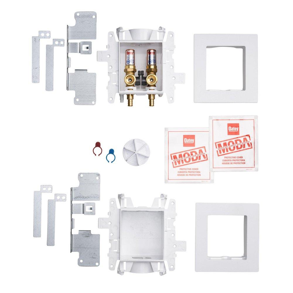 Oatey&reg; White 3-63/100 x 13-24/25 x 8-23/50 in. Washing Machine Quarter-Turn Fire Rated Supply Box 