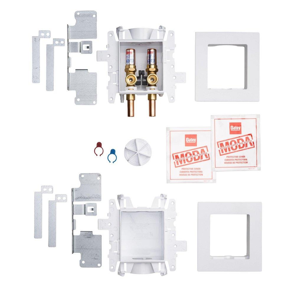 Oatey&reg; White 3-63/100 x 13-24/25 x 8-23/50 in. Washing Machine Quarter-Turn Fire Rated Supply Box 