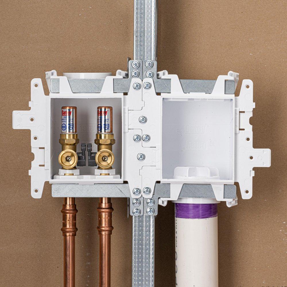 Oatey&reg; White 3-63/100 x 13-24/25 x 8-23/50 in. Washing Machine Quarter-Turn Fire Rated Supply Box 