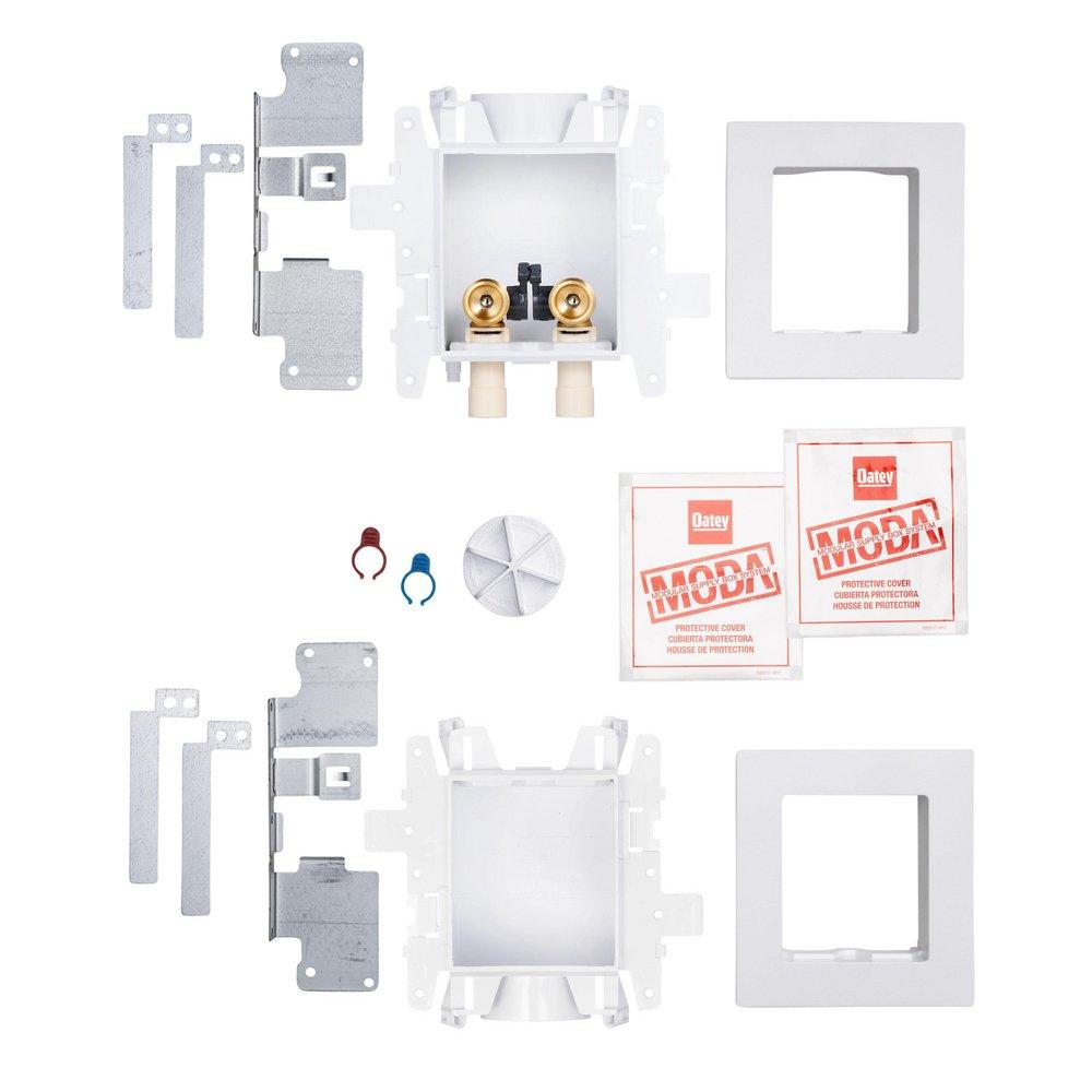 Oatey&reg; White 3-63/100 x 13-24/25 x 8-23/50 in. Washing Machine Quarter-Turn Fire Rated Supply Box 