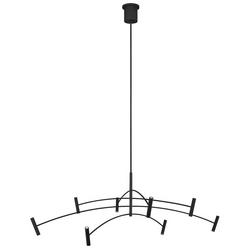 19-4/5 x 60-1/10 in. 49.2W 3-Tier 16-Light Integrated LED Contemporary, Mid-century and Modern Chandelier in Matte Black