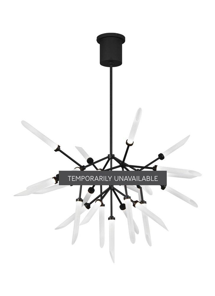 Visual Comfort & Co. Modern Matte Black 26 x 37-2/5 in. 65.1W 2-Tier 25-Light Integrated LED Modern and Transitional Chandelier 