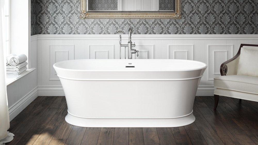 JACUZZI&reg; White/Chrome 67 x 31-1/2 in. Freestanding Bathtub with Center Drain 