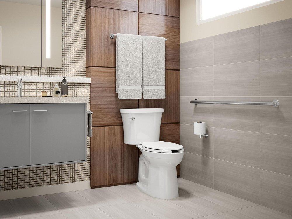 KOHLER White 1.28 gpf Elongated Floor Mount Two Piece Toilet 