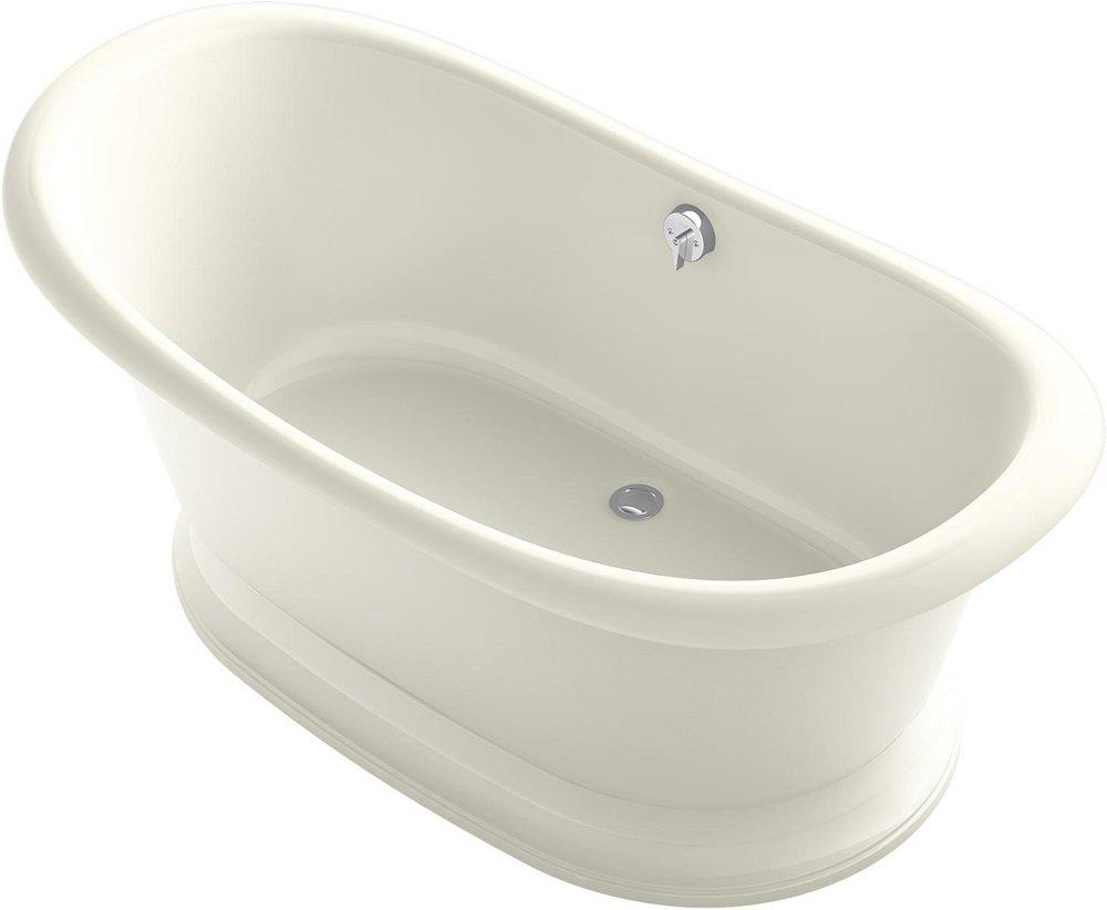 KOHLER Biscuit 66-1/8 x 32-1/2 in. Freestanding Bathtub with Center Rear Drain 