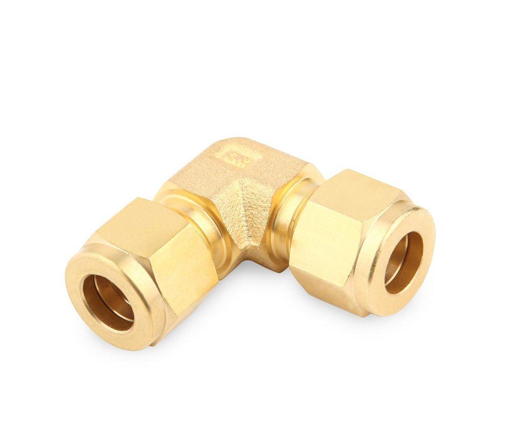 DK-LOK&reg; OD Tube Brass Compression 90 Degree Double Ferrule Elbow 