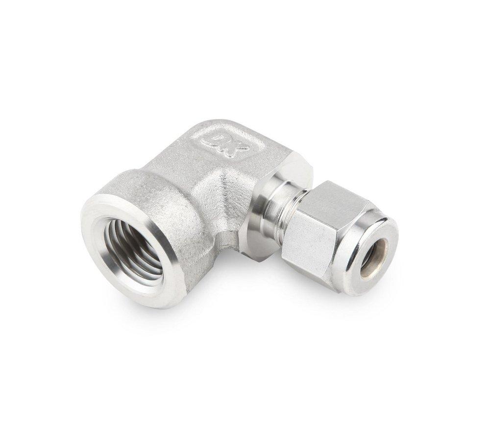 1/4 in. Tube OD x 1/8 in. FPT 316 Stainless Steel Female 90 Elbow Double Ferrule 