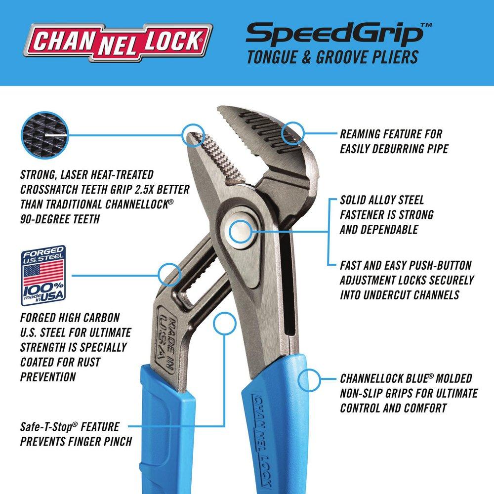 CHANNELLOCK&reg; Polished 2 in. Straight Jaw Tongue and Groove Plier 