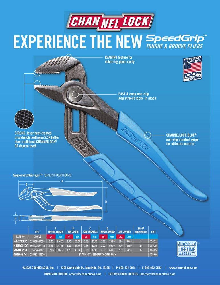 CHANNELLOCK&reg; Polished 2 in. Straight Jaw Tongue and Groove Plier 
