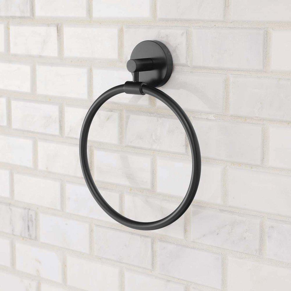 Round Closed Towel Ring in Matte Black 