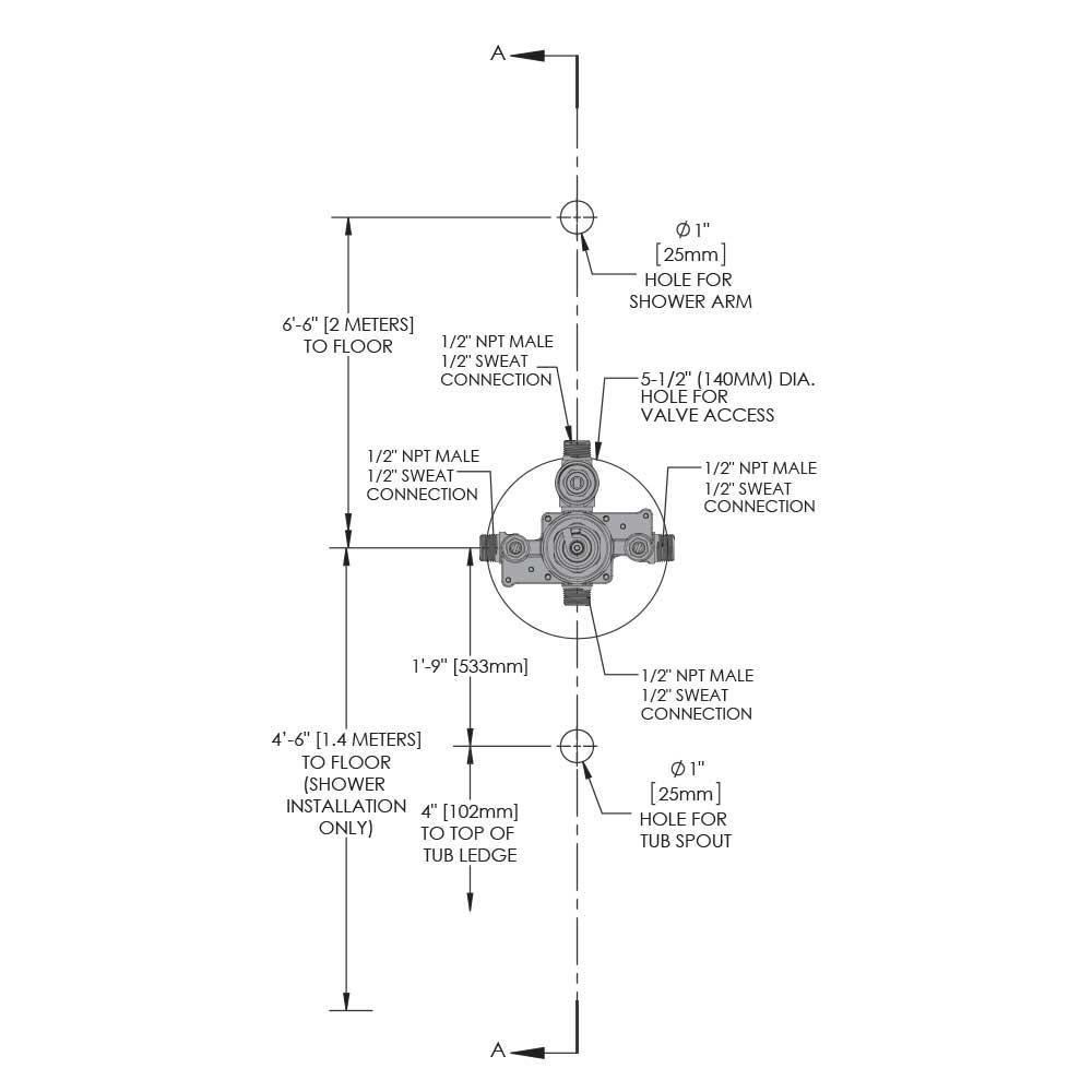 Speakman Rough Brass Sweat x MNPT Thermostatic Valve 