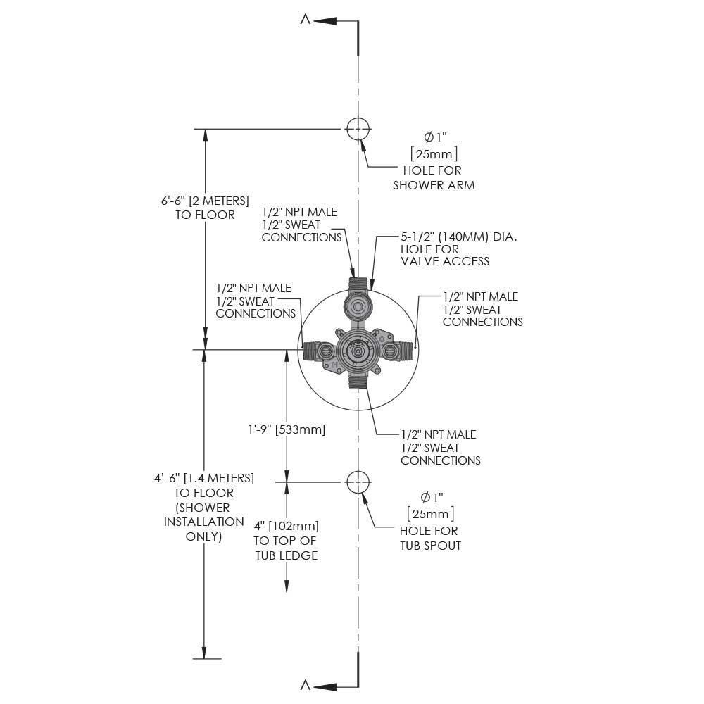 Speakman Rough Brass 1/2 in. MNPT and Sweat Pressure Balancing Valve 