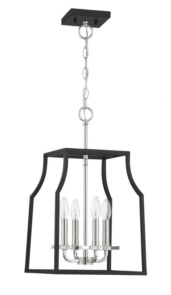 Signature Hardware Matte Black/Polished Nickel 60W 4-Light Candelabra E-12 Pendant 