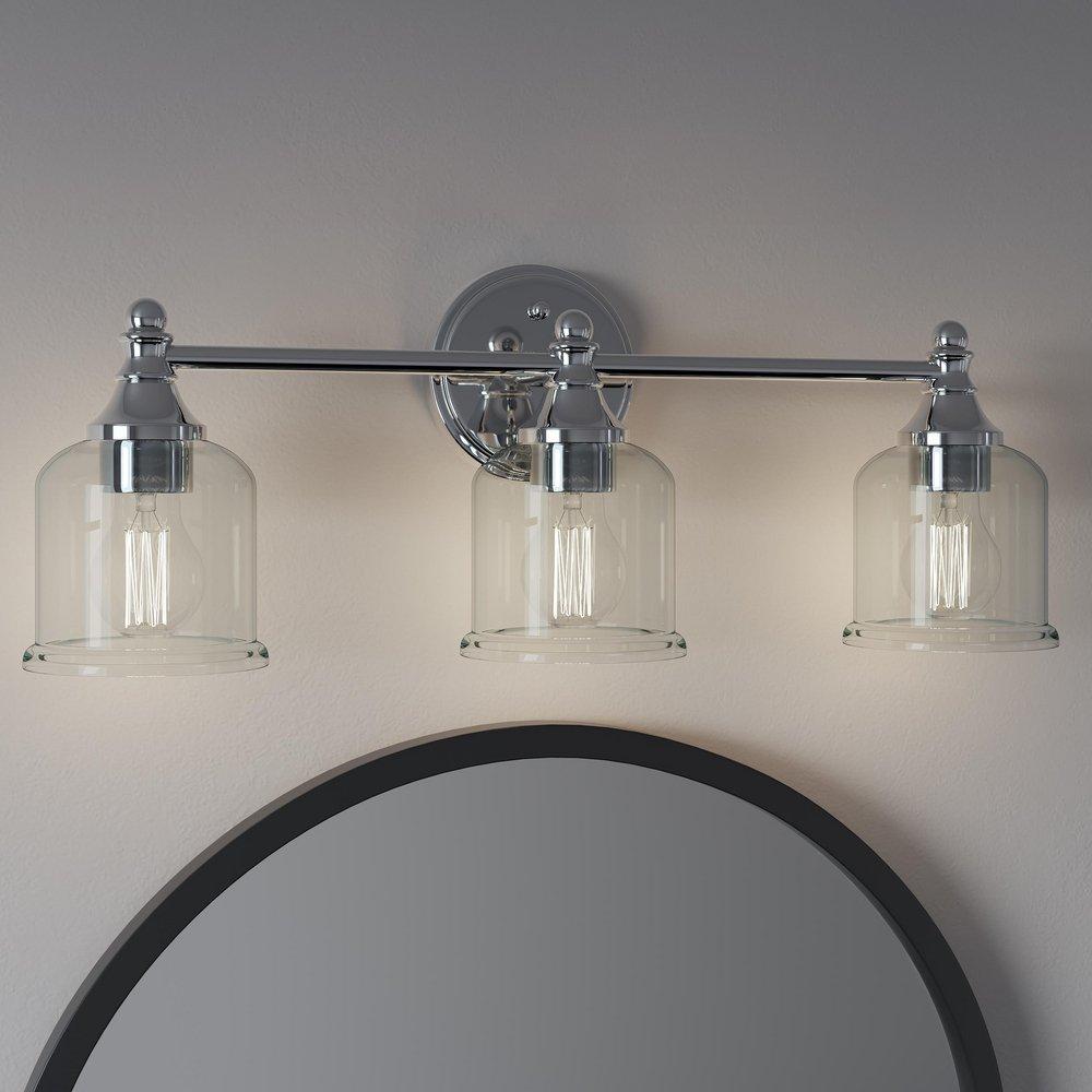 Signature Hardware Polished Chrome 60W 3-Light Medium E-26 Bath Light 