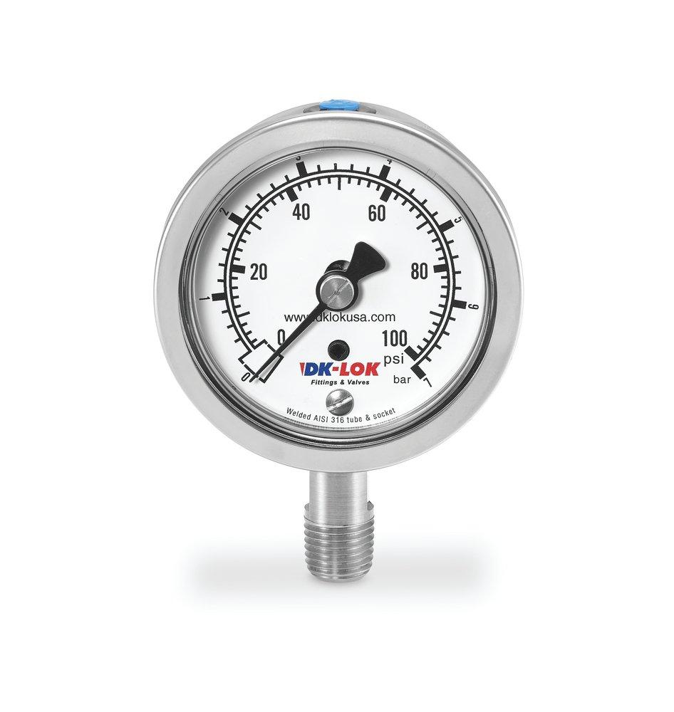 DK-LOK&reg; Stainless Steel 2-1/2 GA SS 1/4 LM DRY 0-100 *X 