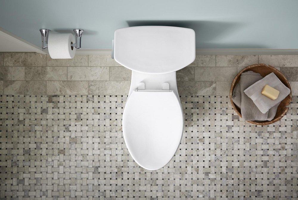 KOHLER White 1.28 gpf Elongated Floor Mount Two Piece Toilet 