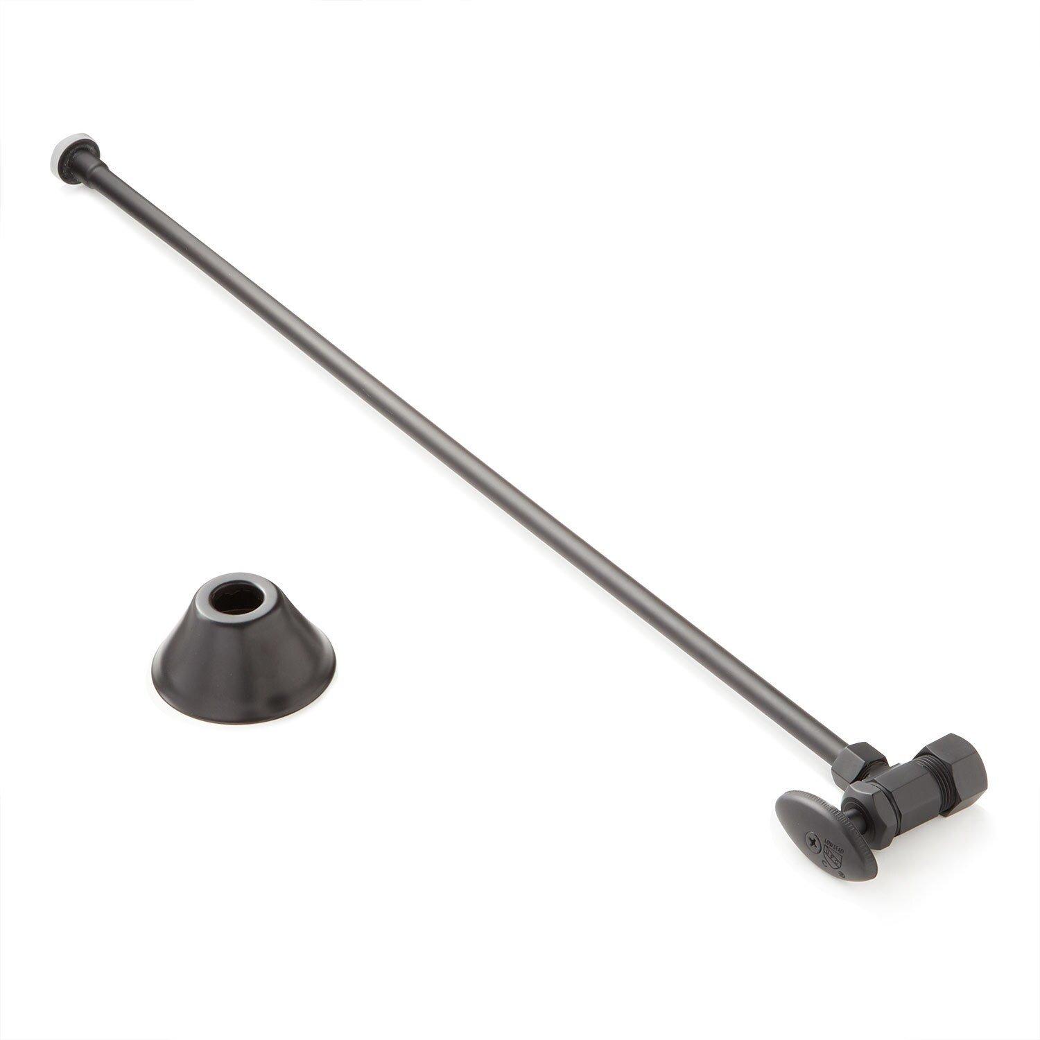 Signature Hardware Matte Black 5/8 x 3/8 x 20 in. Angle Supply Kit for Toilets 