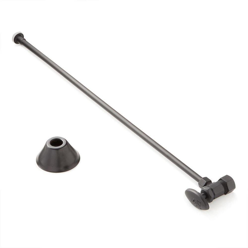 Signature Hardware Matte Black 5/8 x 3/8 x 20 in. Angle Supply Kit for Toilets 