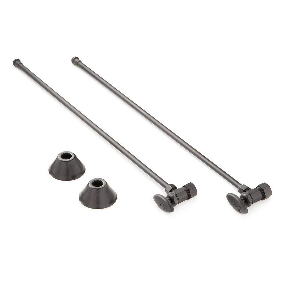 Signature Hardware Matte Black 5/8 x 3/8 x 20 in. Angle Stop Sink Supply Kit 