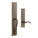 Brass Rectangular Entrance Door Set with Lever Handle in Brushed Nickel