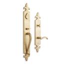 Brass Fleur de Lis Entrance Door Set with Lever Handle in Brushed Nickel