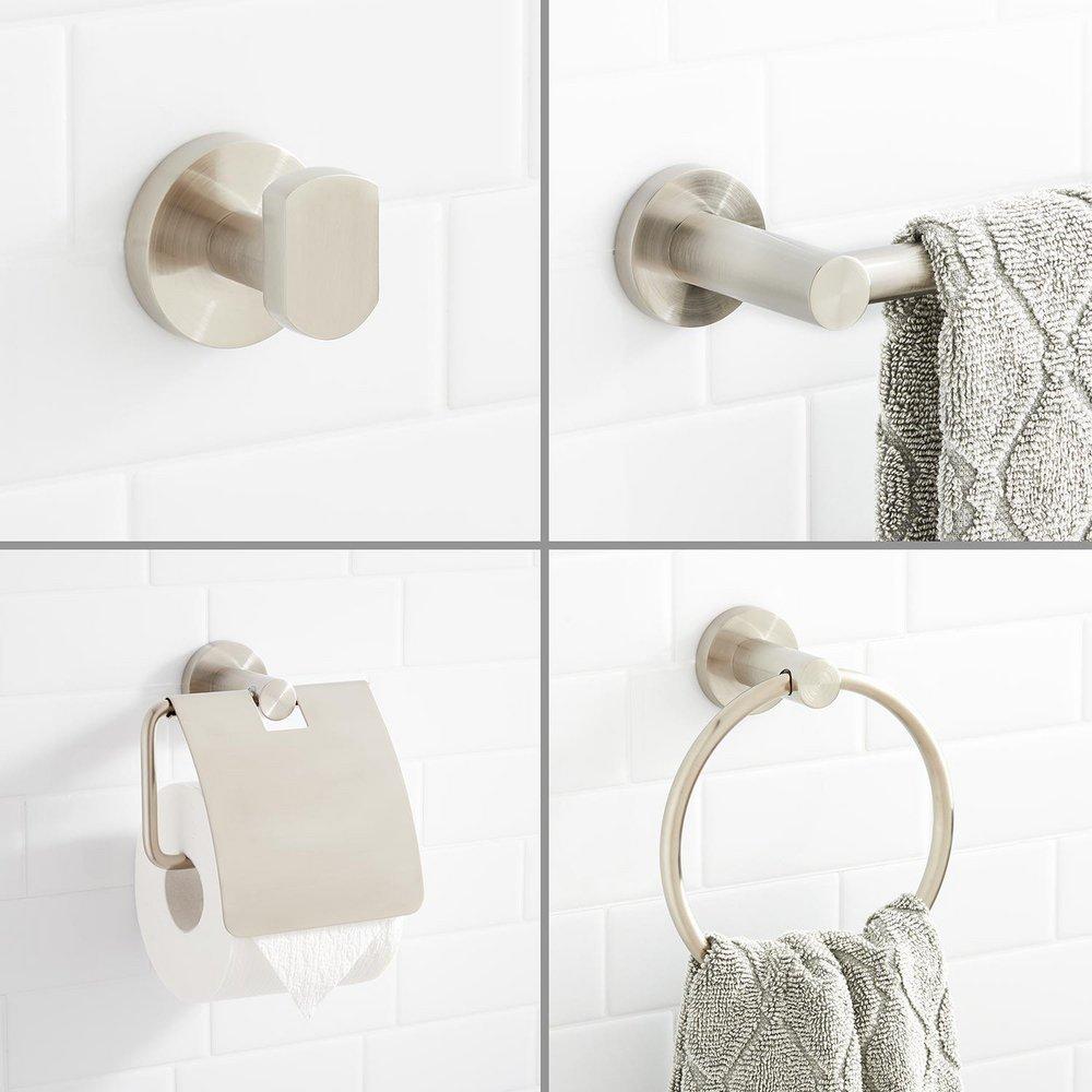 Signature Hardware Brushed Nickel 4 Piece Bathroom Accessory Set 