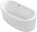 KOHLER White 60-9/16 x 34-11/16 in. Freestanding Bathtub Center Drain 