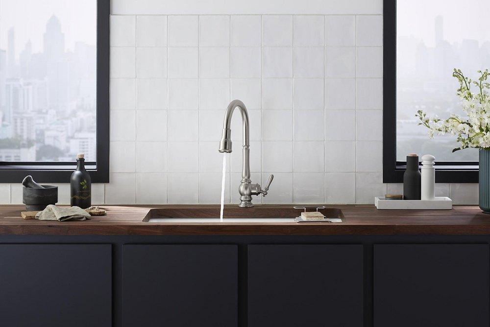 KOHLER Vibrant Stainless Single Handle Pull Down Kitchen Faucet 
