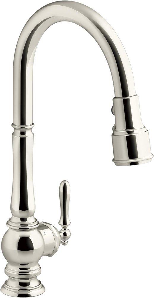 KOHLER Vibrant&reg; Polished Nickel Single Handle Pull Down Kitchen Faucet 