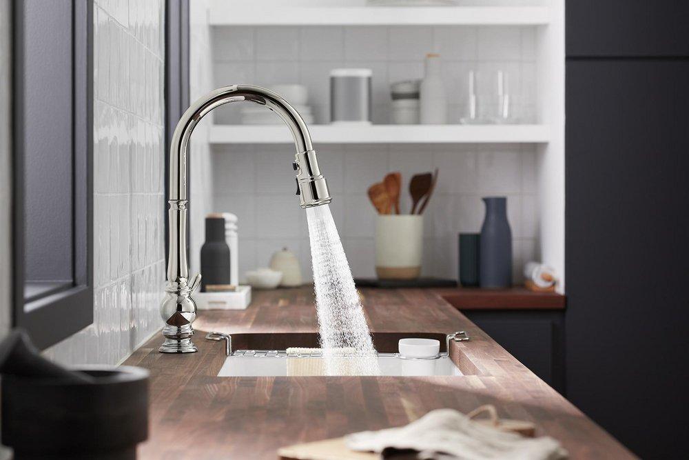 KOHLER Vibrant&reg; Polished Nickel Single Handle Pull Down Kitchen Faucet 
