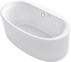 60-9/16 x 34-11/16 in. Freestanding Bathtub with Center Drain in White