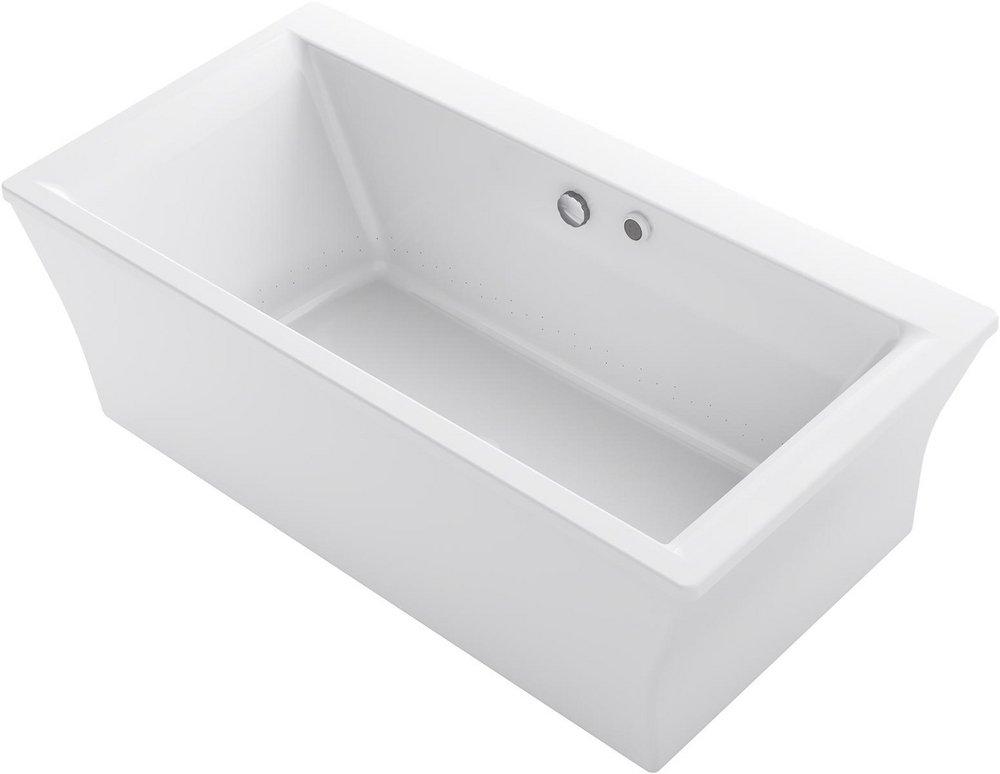 KOHLER White 60-1/4 x 34-1/4 in. Freestanding Bathtub Center Drain 