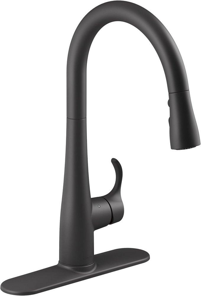 KOHLER Matte Black Single Handle Pull Down Touchless Kitchen Faucet with Magnetic Docking, Sweep Spray and Boost Technology 