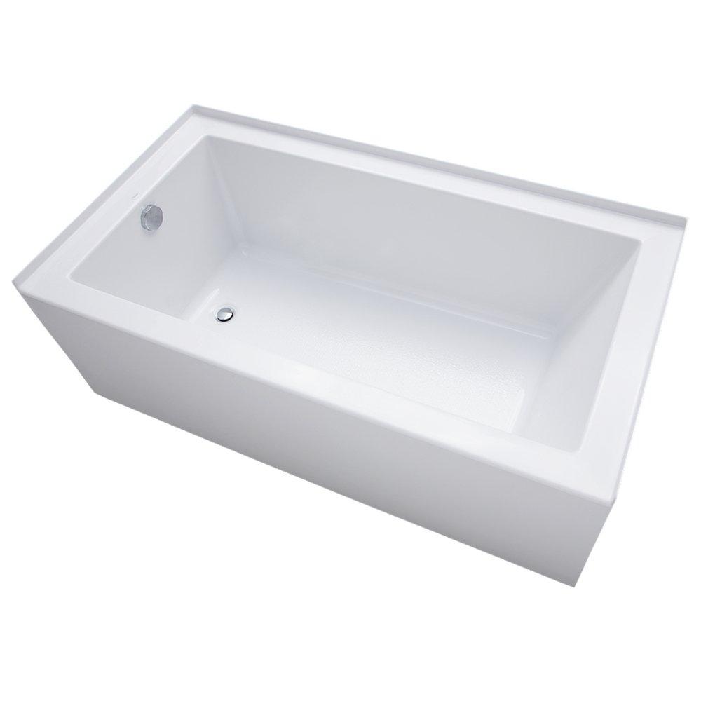 Signature Hardware White 60 x 36 in. Soaker Drop-in Bathtub with Left Drain 