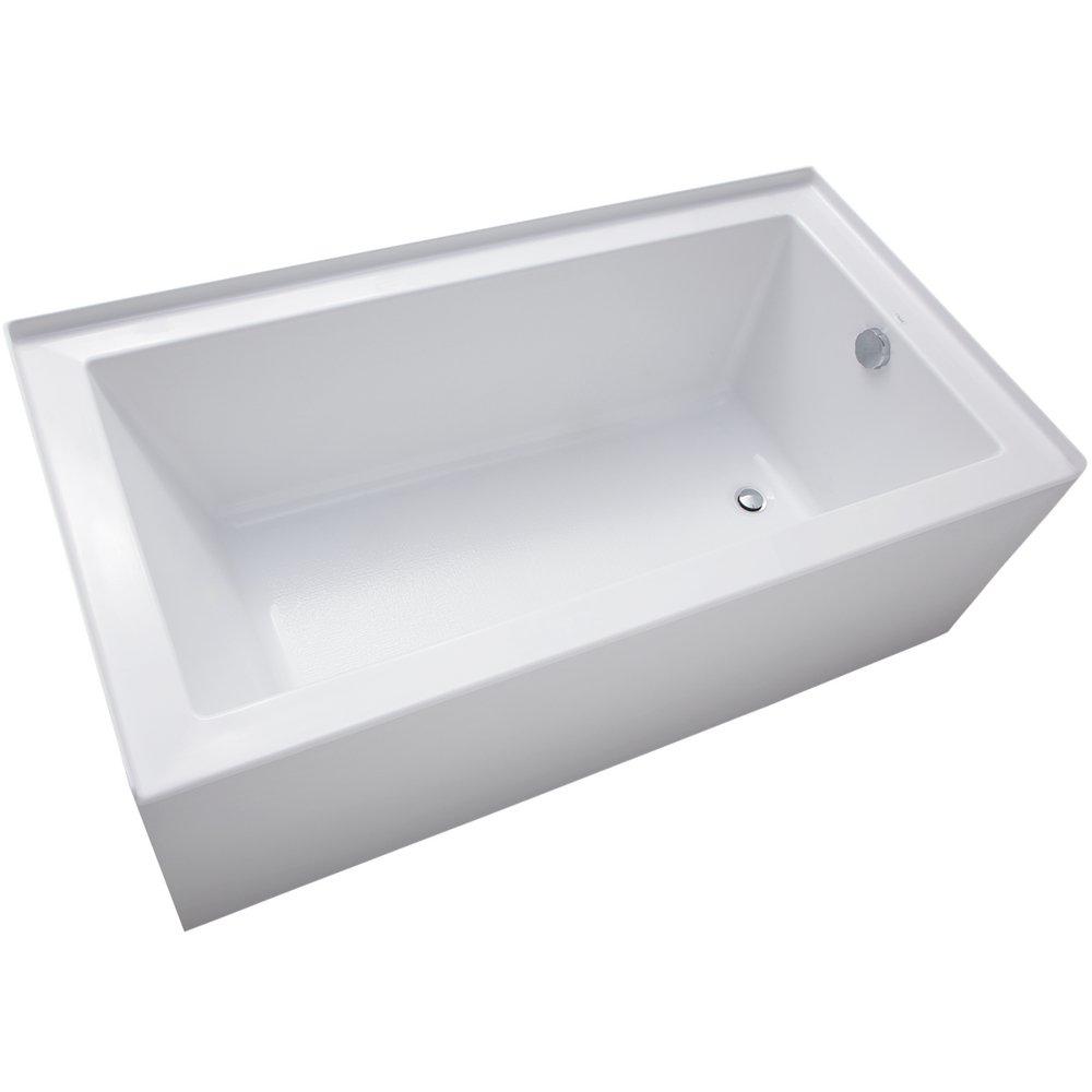 Signature Hardware White 60 x 36 in. Drop-In Acrylic Soaker Bathtub Right Drain 