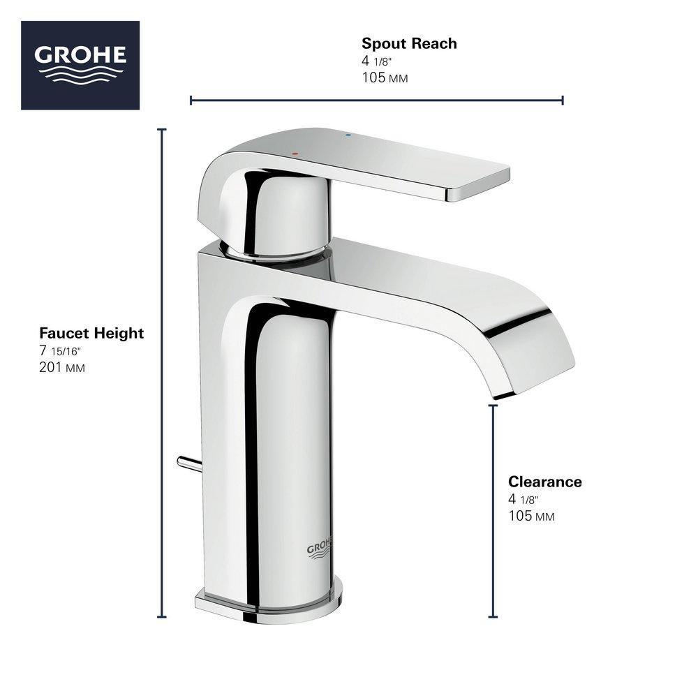 GROHE StarLight&reg; Chrome Single Handle Centerset Bathroom Sink Faucet 