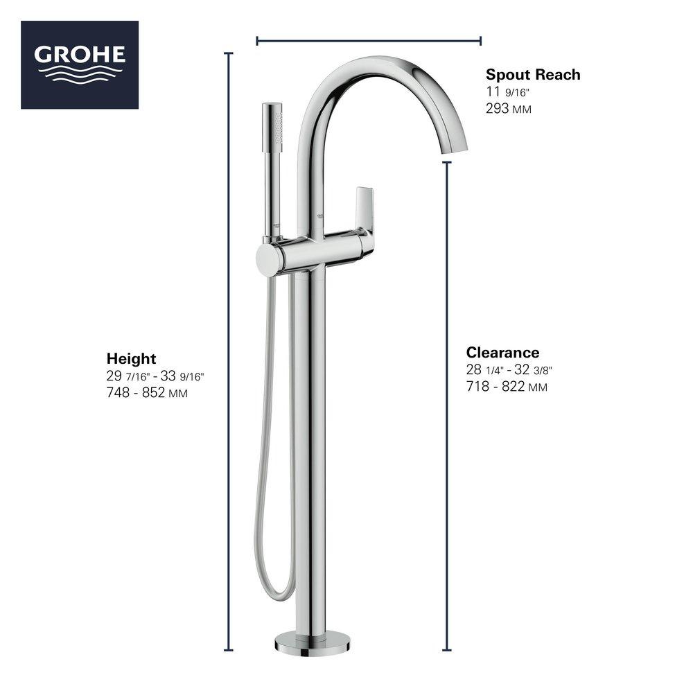 GROHE StarLight® Chrome Single Handle Lever Floor Mount Filler 