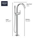 GROHE StarLight® Chrome Single Handle Lever Floor Mount Filler 
