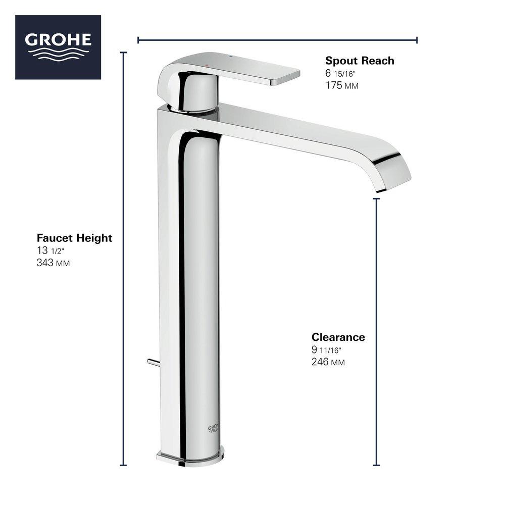 GROHE StarLight&reg; Chrome Single Handle Vessel Filler Bathroom Sink Faucet 