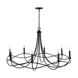 60W 8-Light Candelabra E-12 Incandescent Chandelier in Matte Black